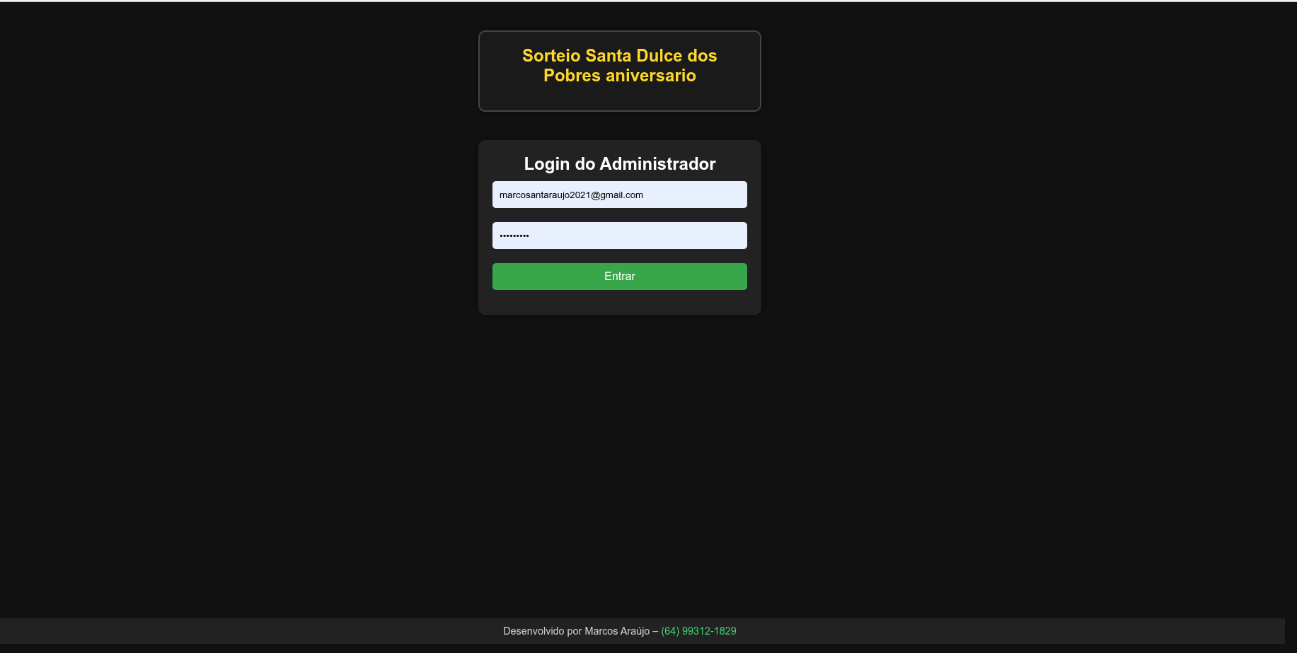 Sorteio Santa Dulce dos Pobres